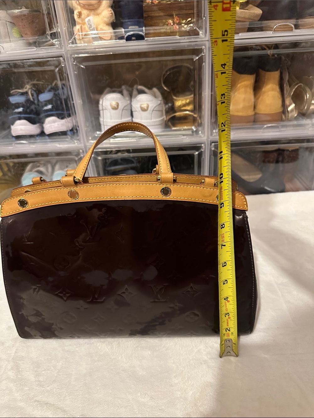 Louis Vuitton Brown Patent Vernis with Natural Vachetta Top-Handle Satchel - Picture 3 of 16